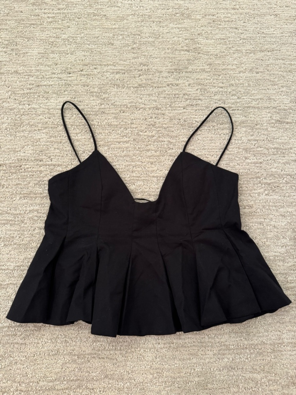 Zara Black Spaghetti Strap Peplum Cami Top